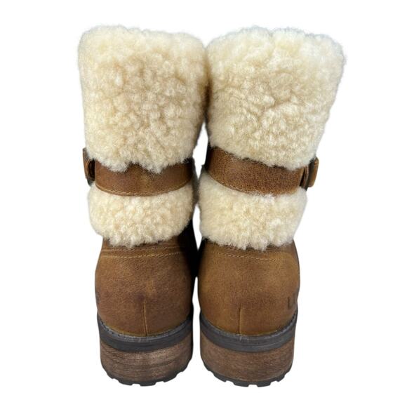 UGG Women’s Blayre II Brown Leather Cuffed Winter Boot Size US 5.5 - Picture 8 of 10